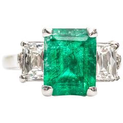 2.10 Carat Columbian Emerald and Diamond Tycoon Platinum Engagement Ring