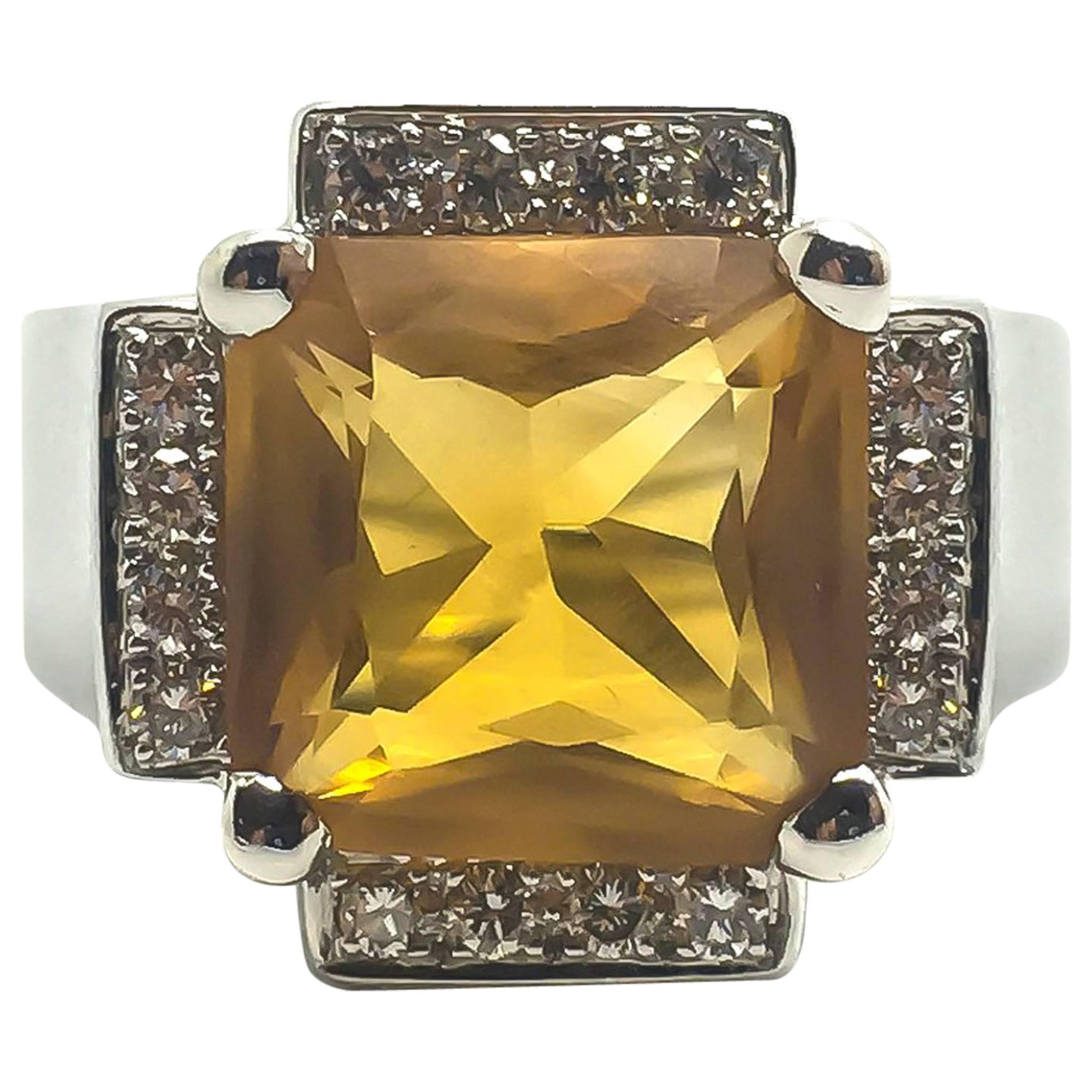 Chatila Citrine and Diamond Ring For Sale