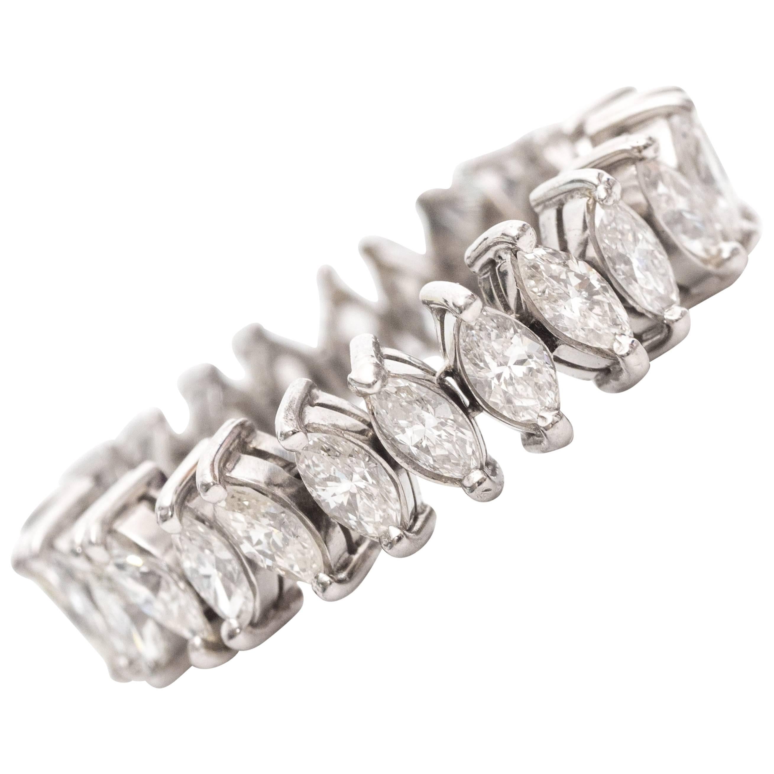 1950s 3 Carat Marquise Diamond Platinum Eternity Band Ring