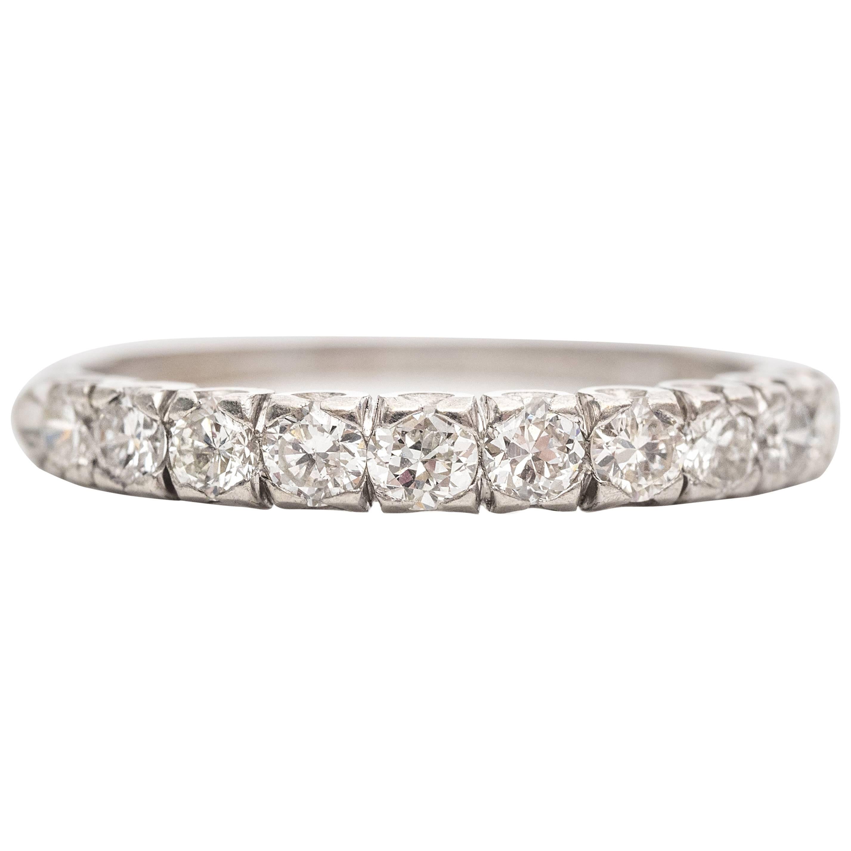 1930s Art Deco .70 Carat Diamond Platinum Wedding Band