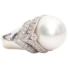 1950s Pearl and Diamond Cocktail Ring