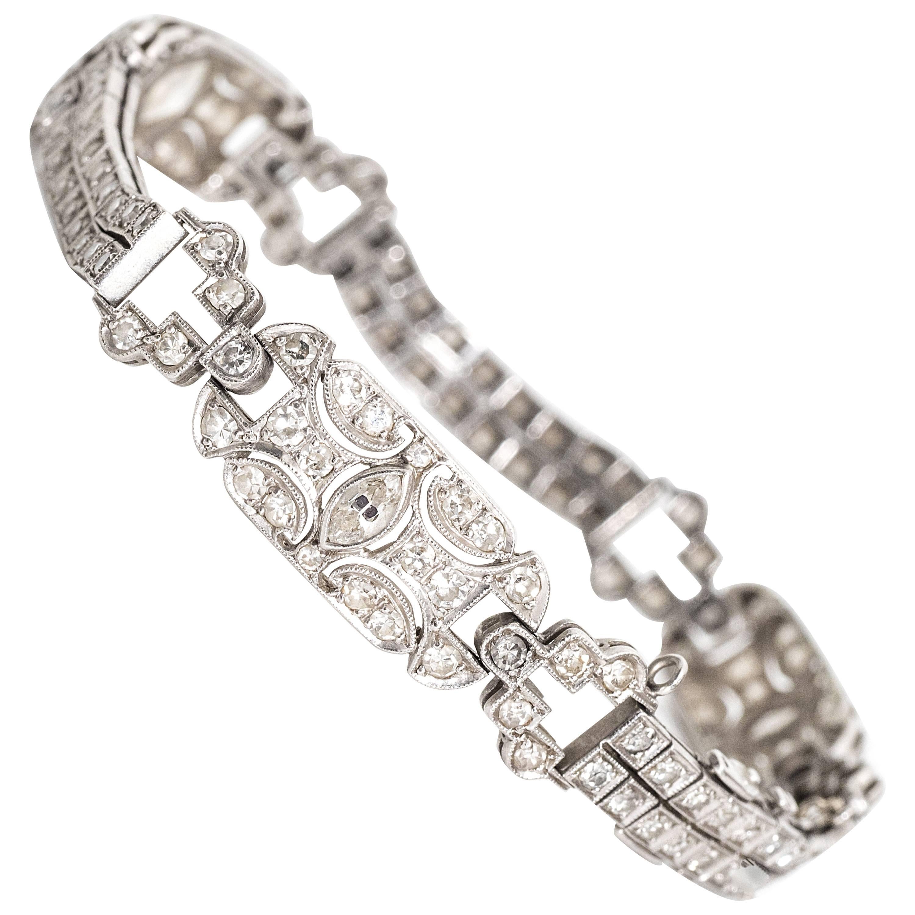 1905 Art Nouveau 3.5 Carat Diamond Platinum Bracelet