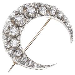 Antique Diamond Crescent Brooch 6