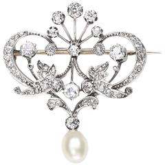 Antique Pearl Diamond Brooch 8
