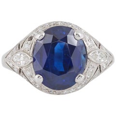AGL Certified 5.19 Carat Burma Sapphire Diamond Ring 10