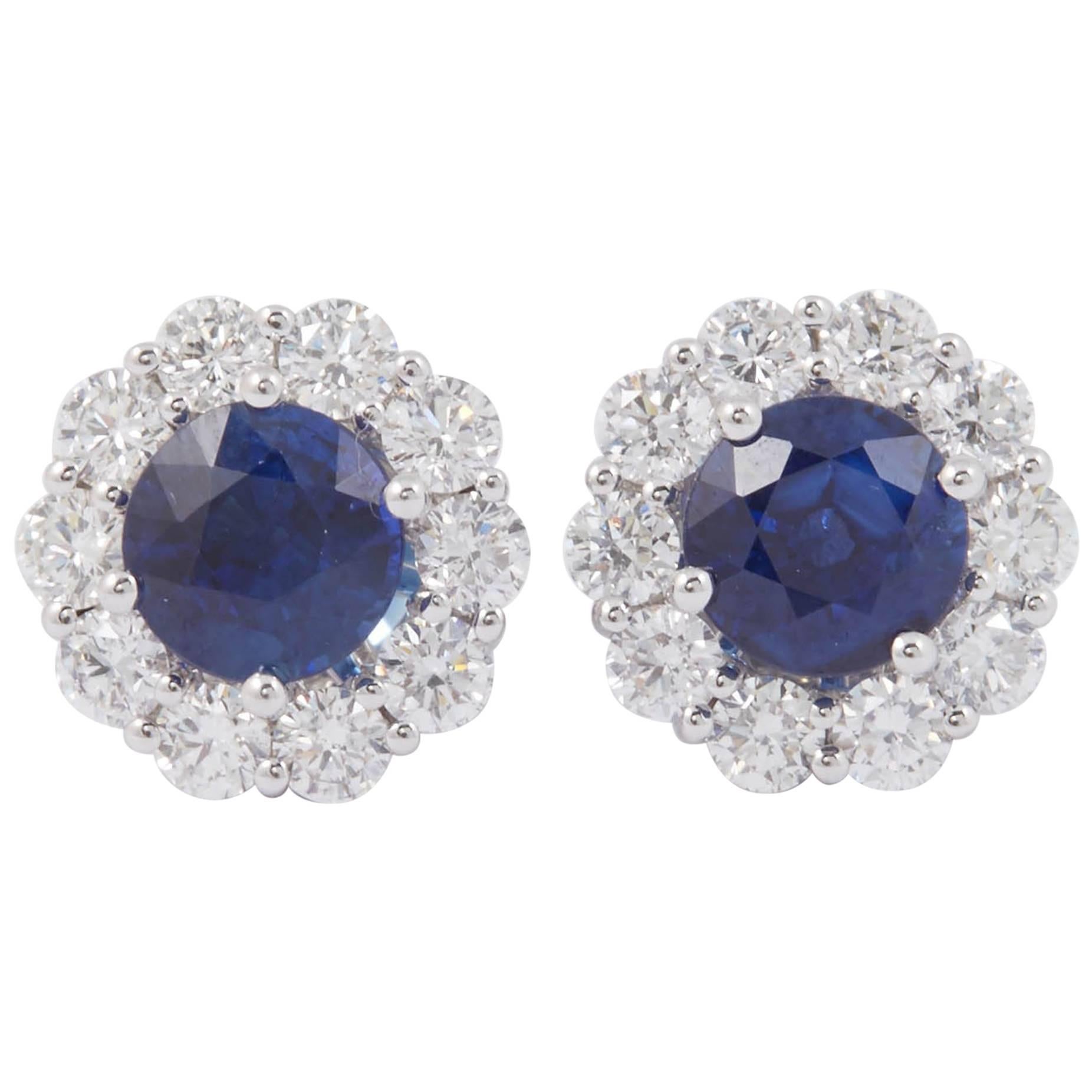 Sapphire and Diamond Studs Earrings 1.00 Carat