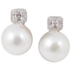South Sea Pearl and Diamonds Drop Earrings 11