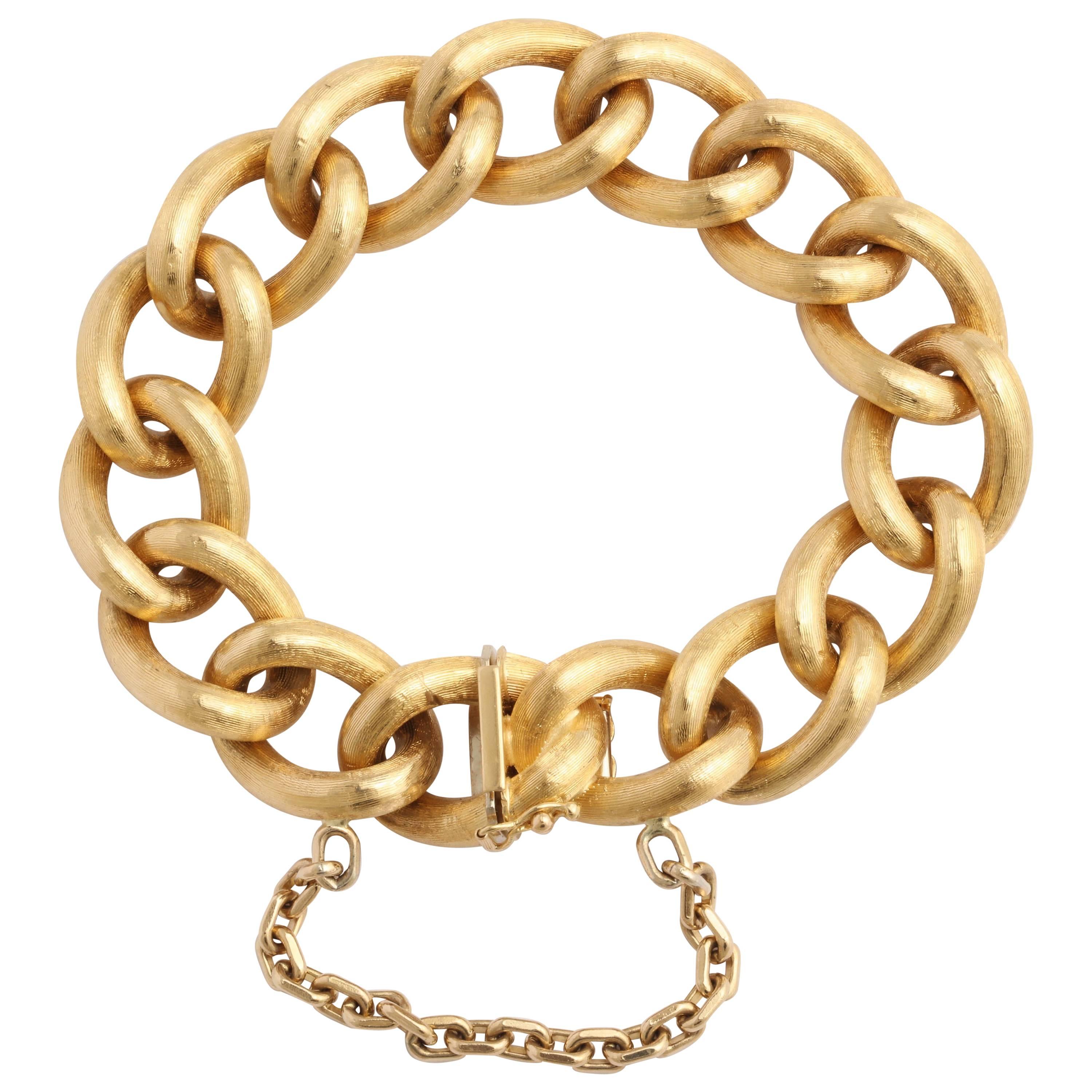 Italian Brushed Gold Cable Link Bracelet
