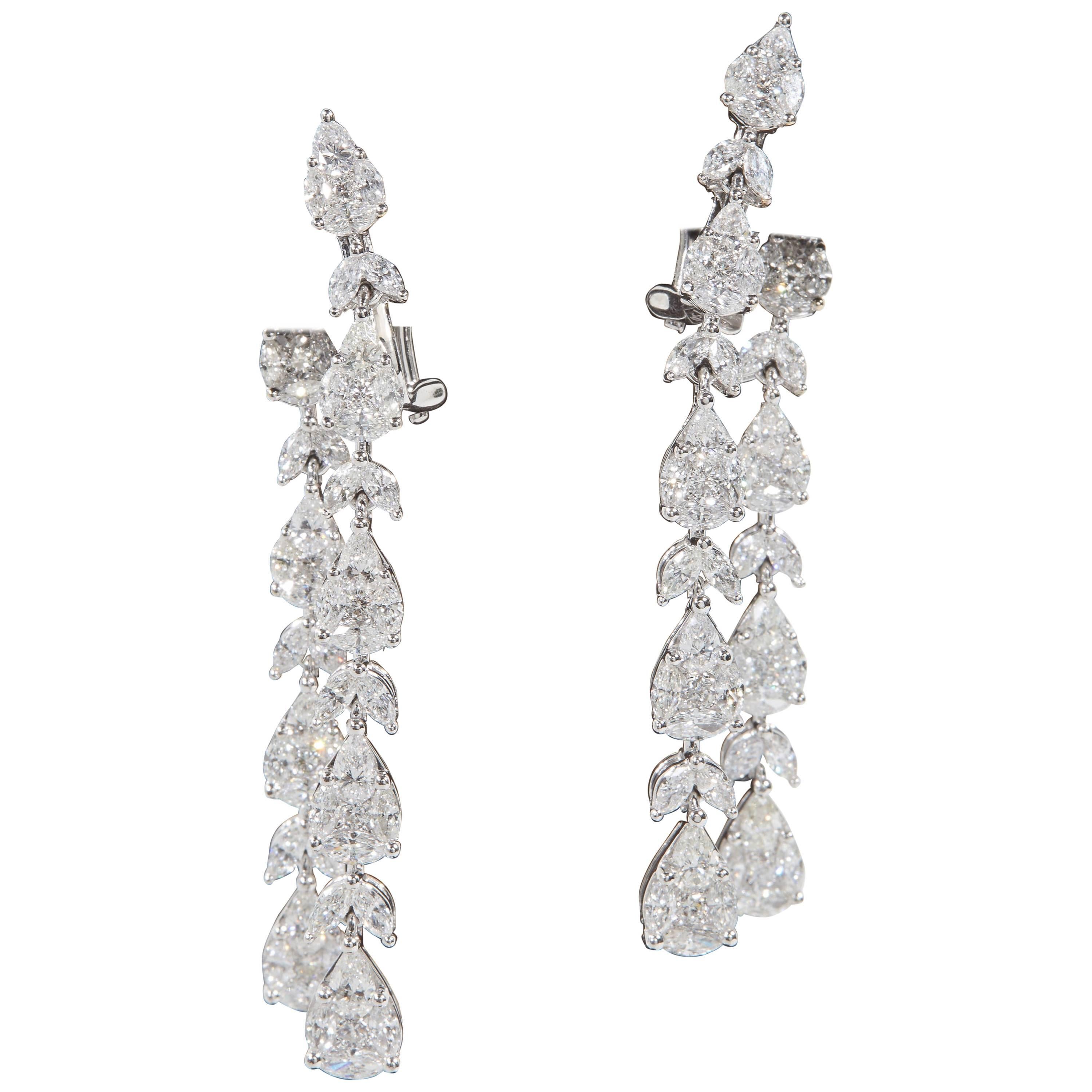 Stunning Diamond Dangle Drop Earrings