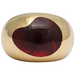 Pomellato Unisex Bold Artist Pallet Shaped Cabochon Garnet Gold Ring