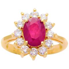 Stunning Ruby Diamond Gold Cocktail Ring 11