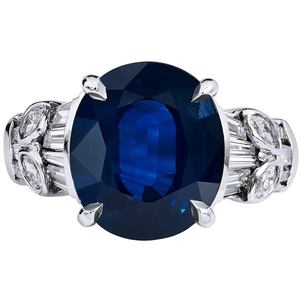 7.44 Carat Blue Sapphire Diamond white gold Ring