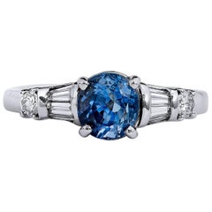 1.43 Carat Blue Ceylon Sapphire Diamond platinum Ring