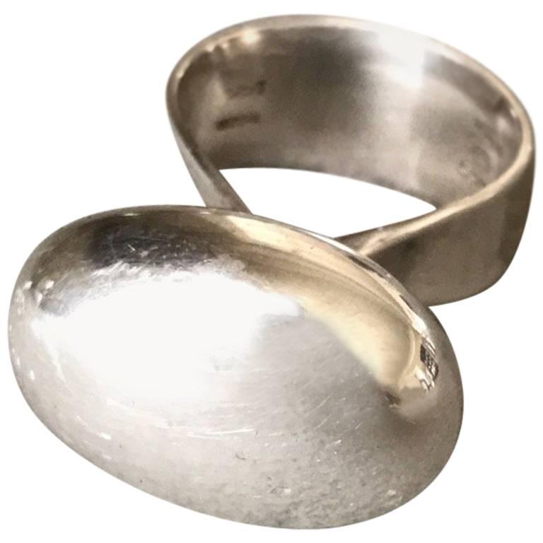 Georg Jensen Modernist Sterling Silver Ring No. 155 by Vivianna Torun (SIZE 6.5) For Sale