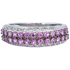 Pink Sapphire and Diamond Pave Band Ring