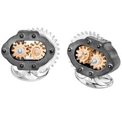 Deakin & Francis Silver & Rose Gold Gearbox Cufflinks