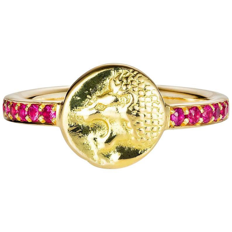 Nemean Lion Ruby Gold Ring For Sale
