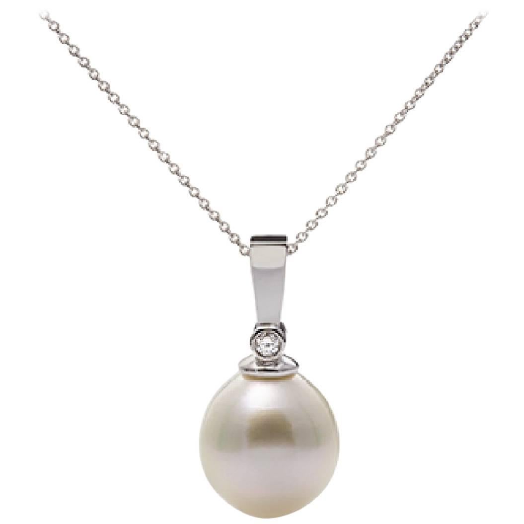 Lust Pearls South Sea Pearl 18 Carat White Gold 0.04 Carat Diamond Pendant