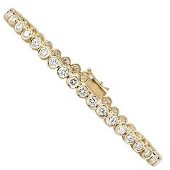 Yellow Gold Diamond Line Tennis Bracelet 4.49 Carat