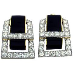 David Webb Enamel Diamond Gold Hinged Earrings 11