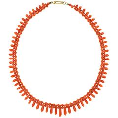 Art Deco Coral and Gold Necklace