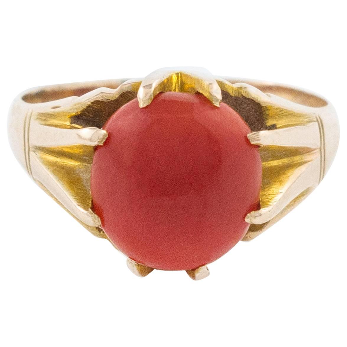 Mediterranean Red Coral Gold Ring