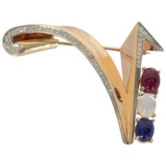 Mauboussin Trabert and Hoeffer World War Two V for Victory Retro Brooch 9