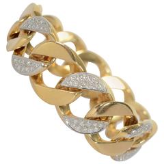 Tiffany & Co. Diamond Gold Curb Chain Link Bracelet 