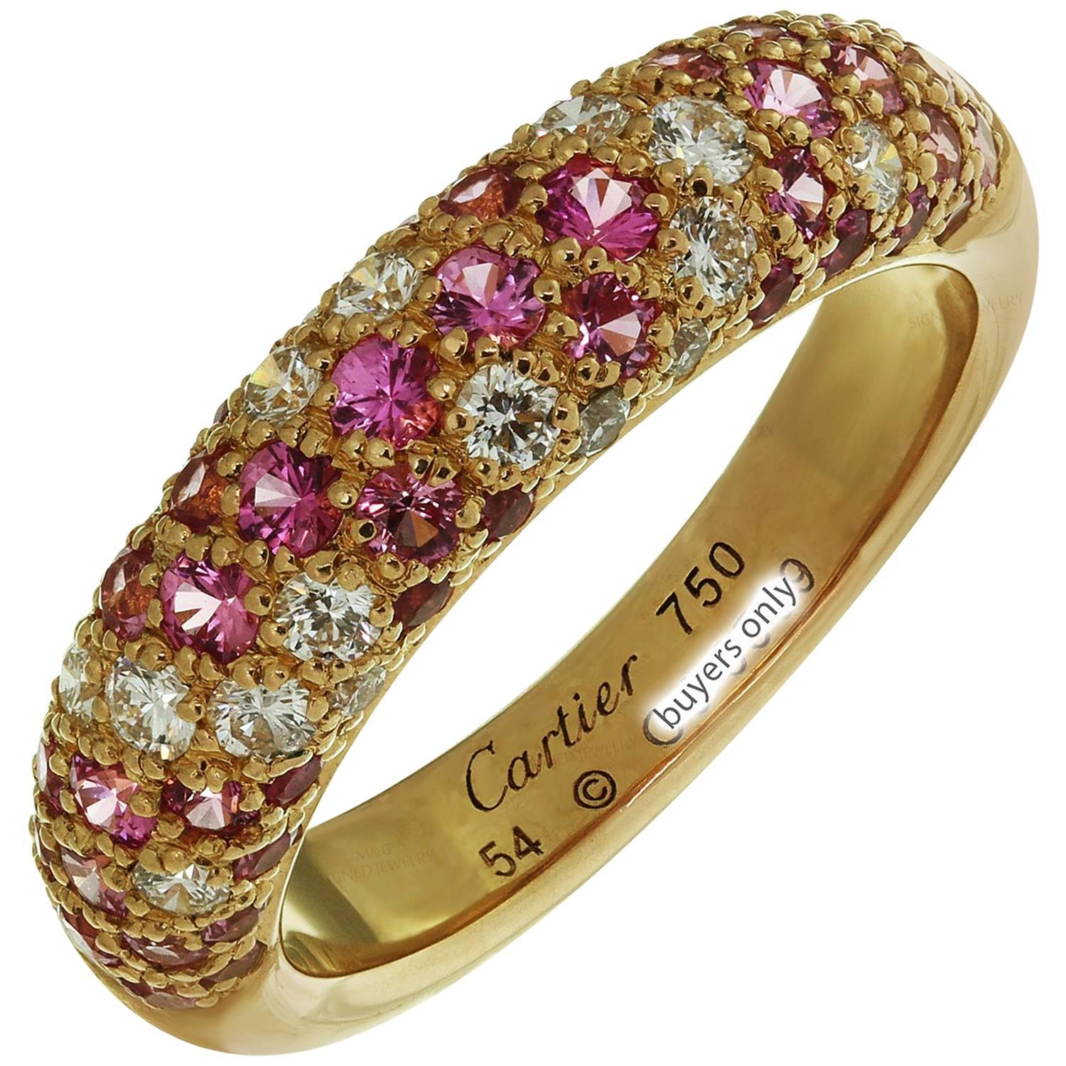Étincelle de Cartier Diamond Pink Sapphire Rose Gold Band Ring