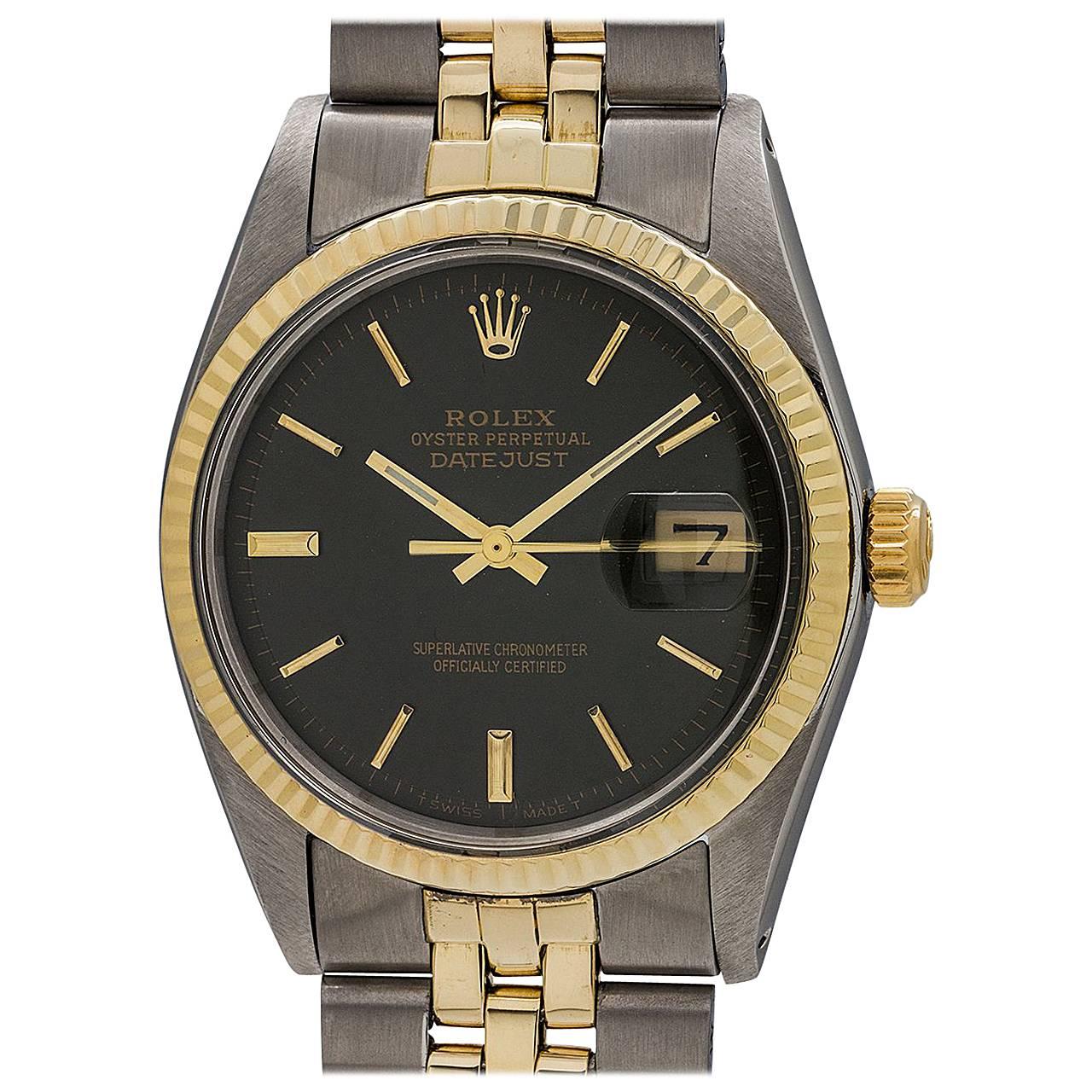 Rolex yellow gold stainless steel Datejust self winding wristwatch, circa 1972