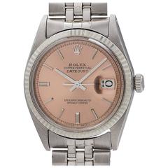Rolex yellow gold stainless steel Pie Pan Dial Datejust self winding wristwatch
