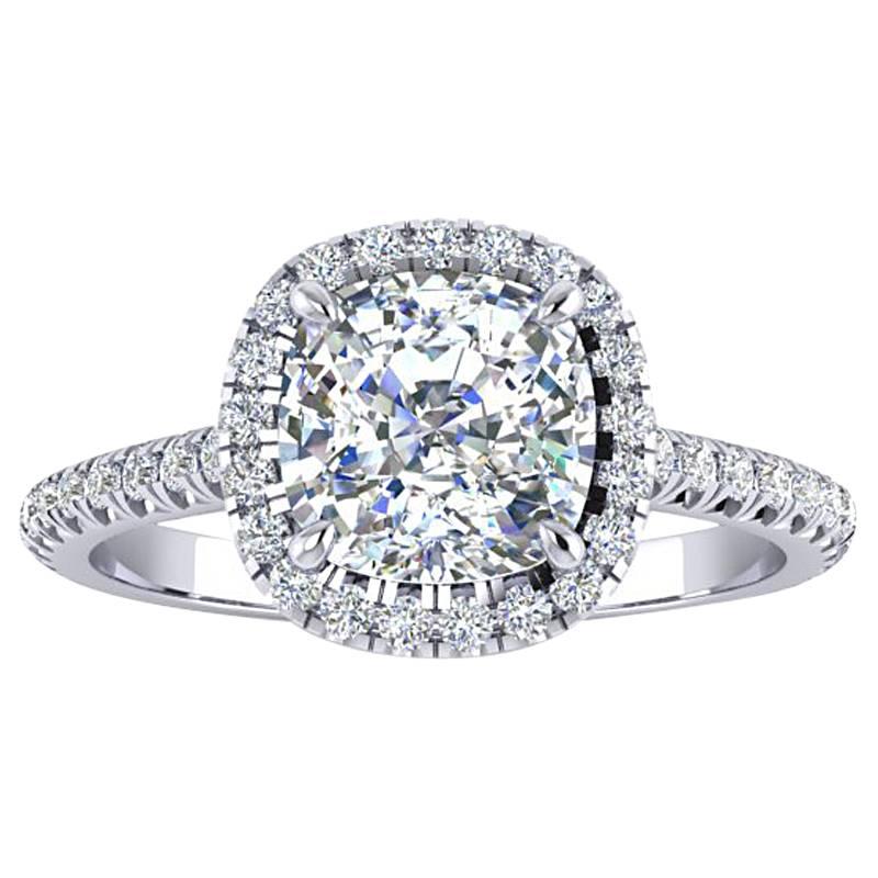 Ferrucci GIA Certified 2.03 Carat Cushion Cut Diamond F Color Engagement Ring