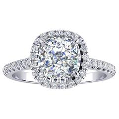 Ferrucci GIA Certified 2.03 Carat Cushion Cut Diamond F Color Engagement Ring 7