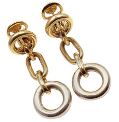 Vintage Pomellato Drop Link Yellow and White Gold Earrings