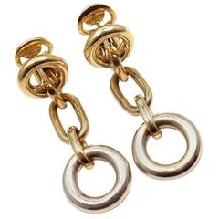 Pomellato Drop Link Yellow and White Gold Earrings 2