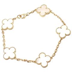 Van Cleef & Arpels Vintage Alhambra Mother-of-Pearl Gold Five Motif Bracelet