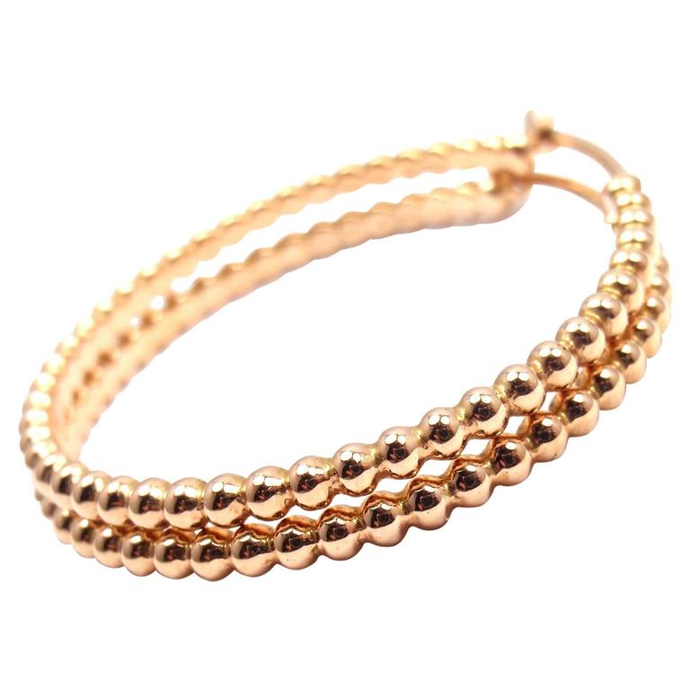 Van Cleef And Arpels Perlee Rose Gold Hoop Earrings At 1stdibs Van Cleef Arpels Perlee Rose Gold Hoop Earrings For