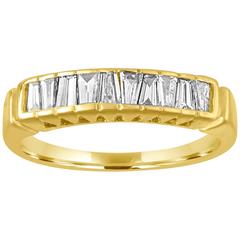 0.70 Carat Diamond Tapered Baguettes Gold Half Band Ring 10