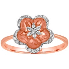 0.12 Carats Diamond and Rose Gold Flower Ring