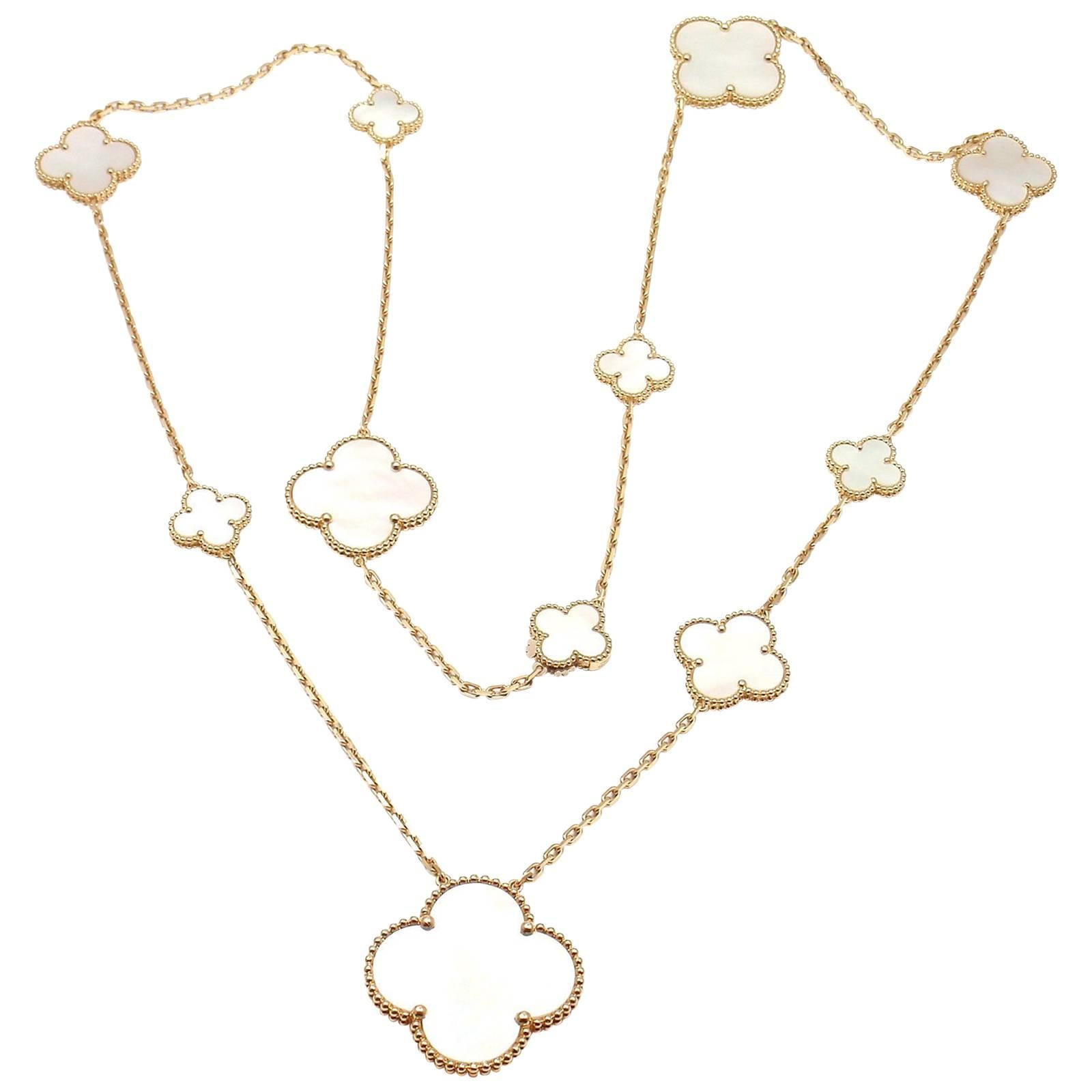 Van Cleef & Arpels Magic Alhambra 11 Motifs Mother-of-Pearl Yellow Gold Necklace