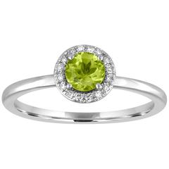 Stackable Peridot and Diamond Halo Gold Ring 2