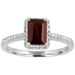 Step Cut Garnet and Diamond Gold Ring 3