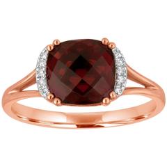 Cushion Cut Garnet and Diamond Gold Ring 1