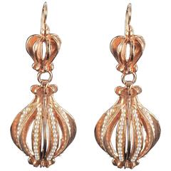 Italian Vermeil Pearl Pendant Earrings