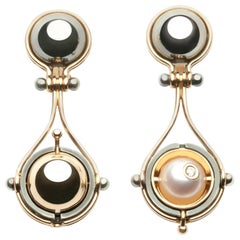 Elie Top Mecanique Celeste Boucles d'Oreilles Pluton Perles Akoya 