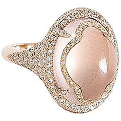 Pink Quartz Diamond Rose Gold Ring by Opera, Italian Attitude