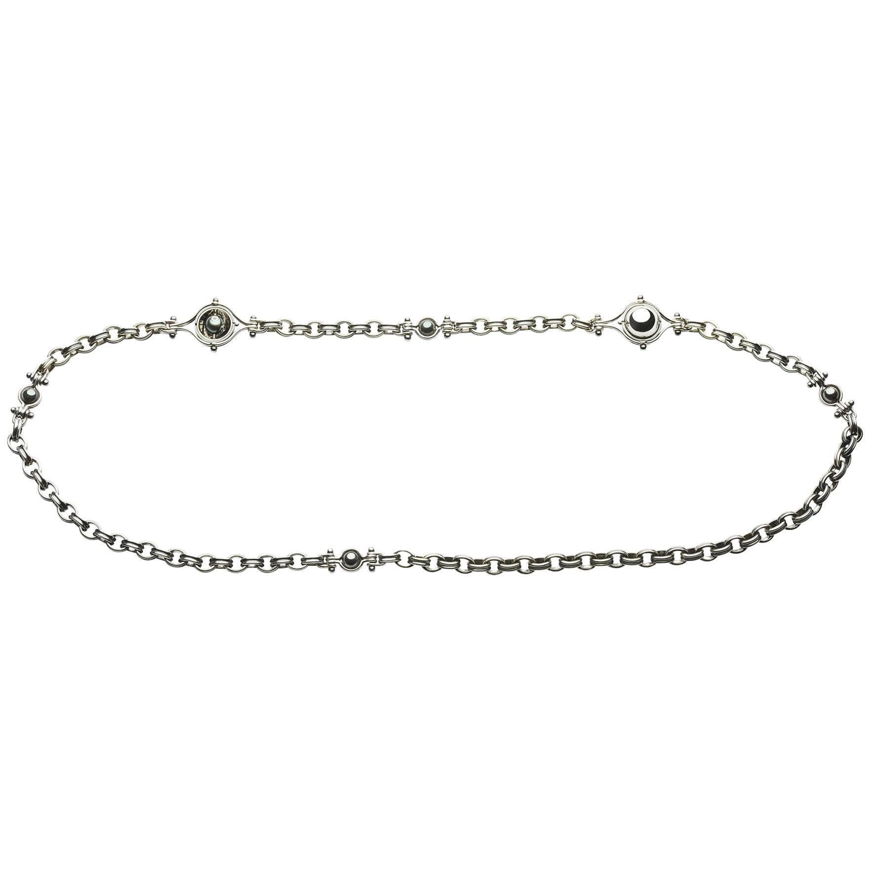 Elie Top Mecanique Celeste Collier 3 Bracelets or Blanc, Argent, Perles deTahiti For Sale