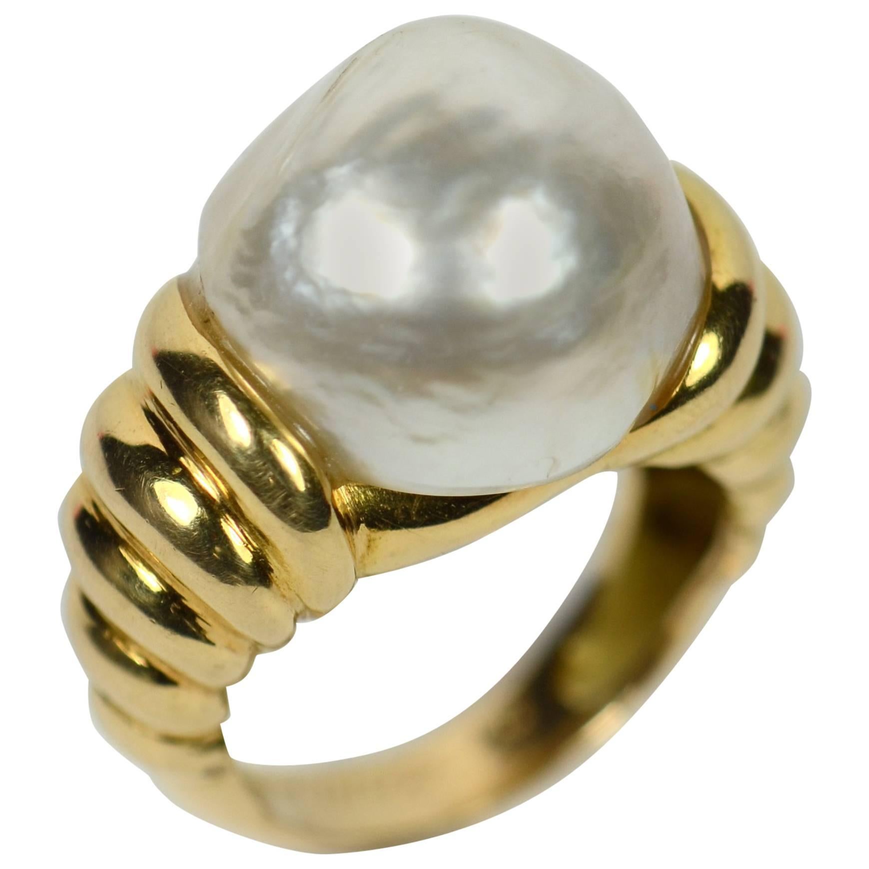 Christine Escher French Mabe Pearl Yellow Gold Ring