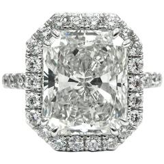 GIA Certified 4.04 Carat Radiant Cut Diamond Pave Halo Engagement Ring 