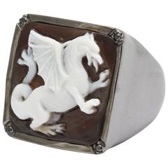 Amedeo Drago Cameo Black Diamonds Ring